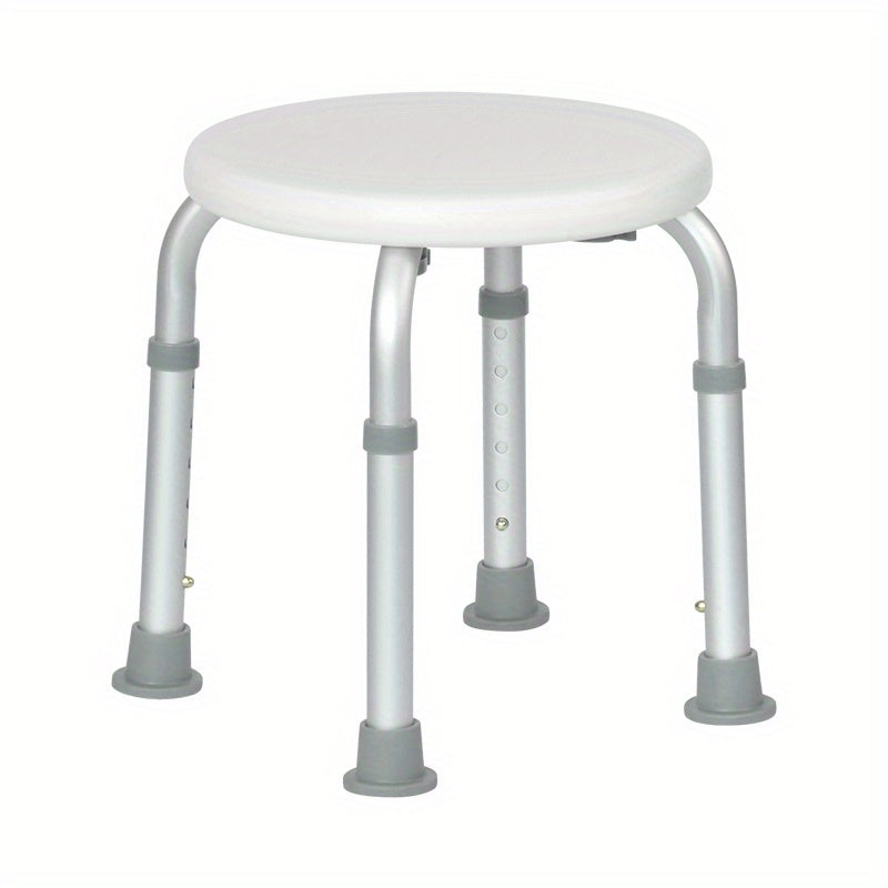 1pc Round Stool, Lightweight Waterproof Adjustable Bathroom Non-slip Stool, Adult Maternity Elderly Shower Stool, Aluminum+PE Material