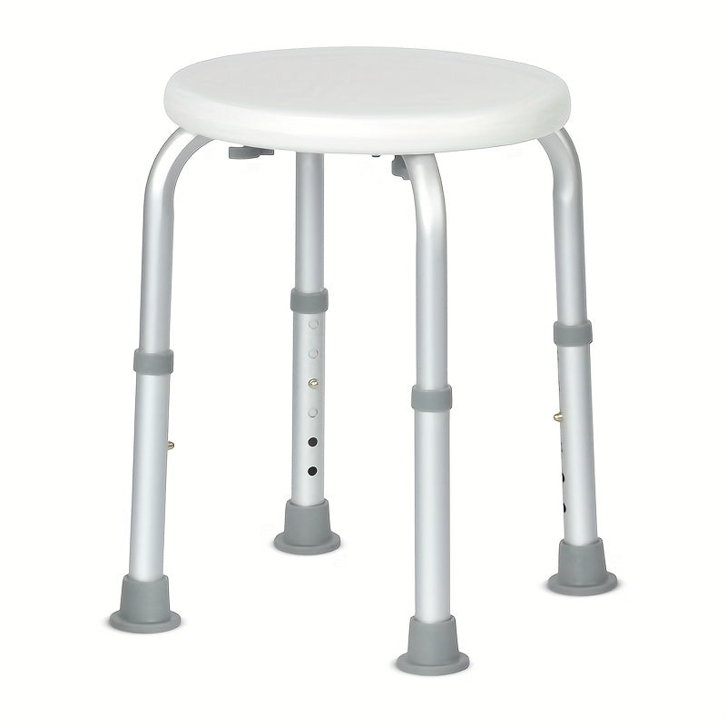 1pc Round Stool, Lightweight Waterproof Adjustable Bathroom Non-slip Stool, Adult Maternity Elderly Shower Stool, Aluminum+PE Material
