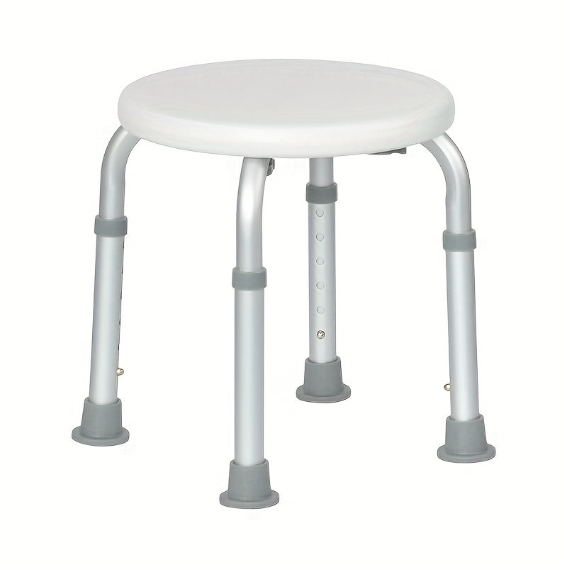 1pc Round Stool, Lightweight Waterproof Adjustable Bathroom Non-slip Stool, Adult Maternity Elderly Shower Stool, Aluminum+PE Material